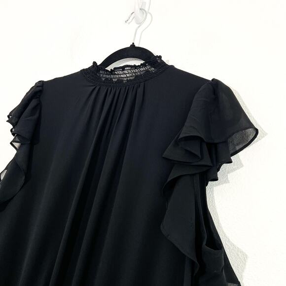 1. State Plus Size Dress 2X Womens Little Black Dressy Flutter Mini Chiffon Boho - Picture 3 of 5